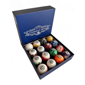 CHAMPION MARBLE POOL BALLS SET ( BLACK RIMMED MARBLE) COMPLETE 16 BALL SET